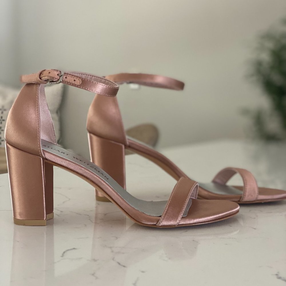 STUART WEITZMAN Nude Satin City Sandal